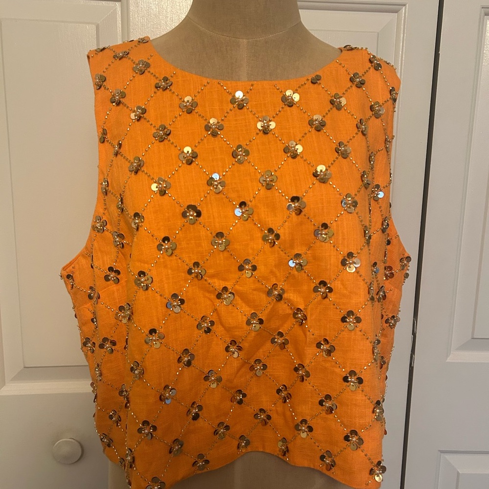 Lilly Pulitzer Orange Sequin Blouse